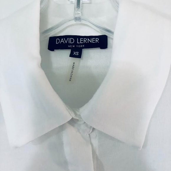 Sheer White David Lerner Ruffle Sleeve Button-Down - NWOT! - Picture 4 of 6